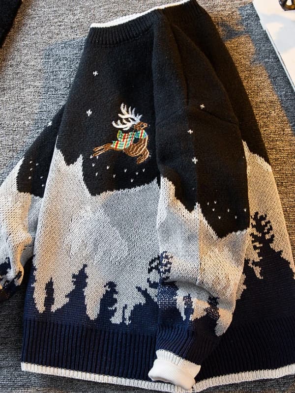 Japansk tröja herr vinter trend high-end stickad tröja svart XL black