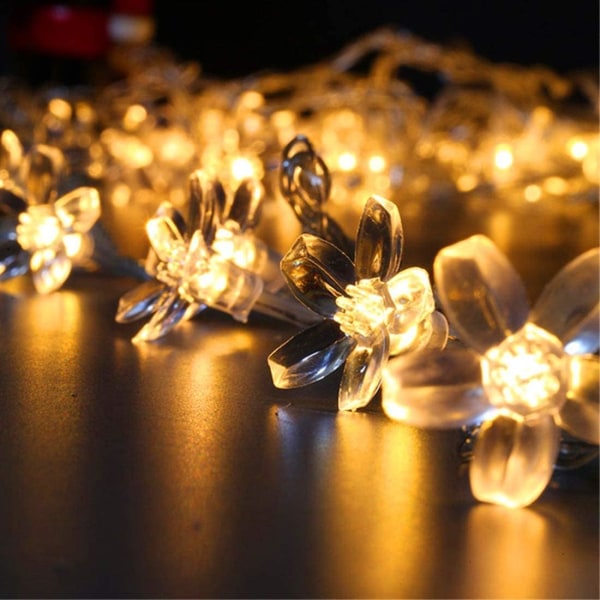 Cherry Blossom Fairy Lights 6m 40 LEDs Varmvit Koppartråd Batteridrivna Strängljus för Trädgårdsfest Bröllop Jul