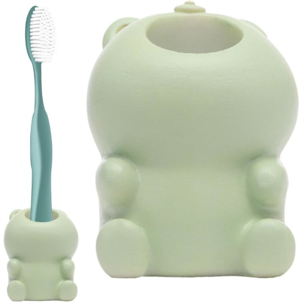 Djurformad tandborsthållare, rolig tandborsthållare i harts för barn, grön