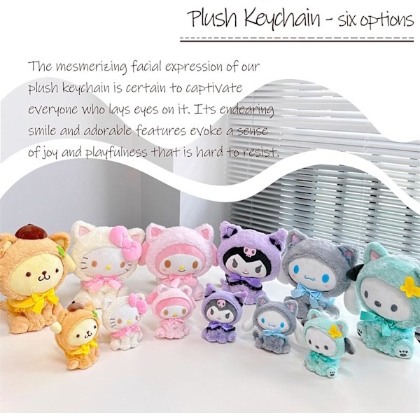 Kawaii-pehmolelu avaimenperä, piirretty anime-pehmolelu avaimenperä riipus avaimenperä tarvikkeet riipus lelu tyttöjen lahja