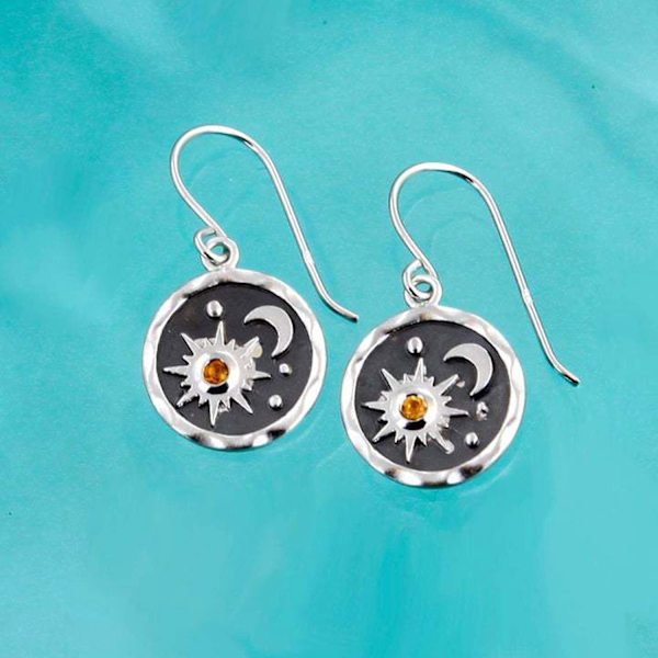 Retro Boho aurinko- ja kuukorvakorut, ainutlaatuiset kevyet käsintehdyt antiikkiset kulta-hopeapyöreät kolikkorvakorut naisille ja tytöille