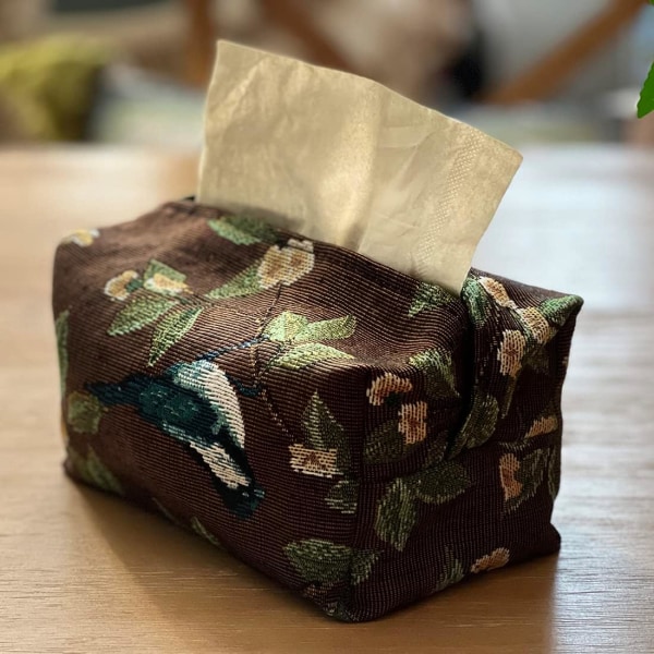 Dekorativ jacquard-mønstret servietholder til bordplader, toiletbord, soveværelseskommode, natborde - 2 stk. (kaffe, 18 x 9 x 9 cm)
