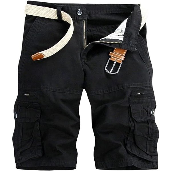 Cargo-shorts for menn Lett multilomme uformelle korte bukser uten belte