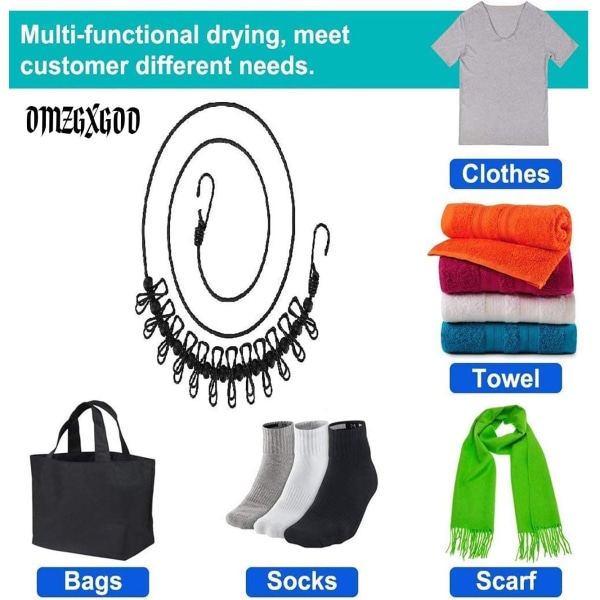 Camping clothing series, 2-piece clothing series with 12 clips, portable hanger clothing series, outdoor accessories