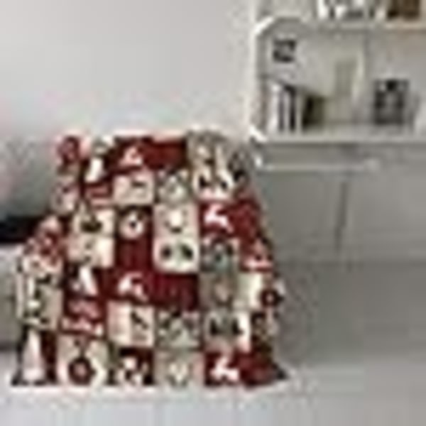 God Jul Röd Rutig Filtfilt Super Mjuk Flanell Ull Överkast Filt Älg Tomte Rutig Filt Mysig Varm Plysch Filt för Soffa Säng 40x60 tum