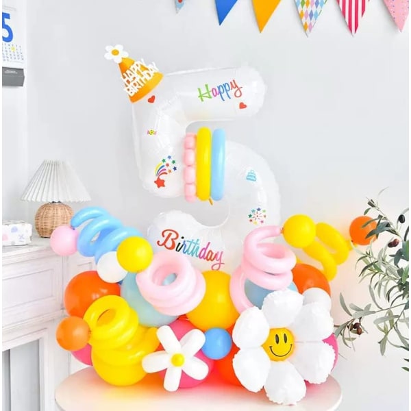 65st set jätte vit nummer ett ballong för första födelsedagen - 40 tums nummer 5 ballong | Första födelsedagsballonger