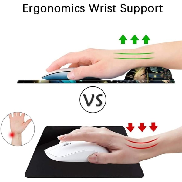 Ergonomisk musmatta med gelhandledsstöd, spelmusmatta med Lycrakläde, halkfri PU-bas för dator, bärbar dator, hem, kontor