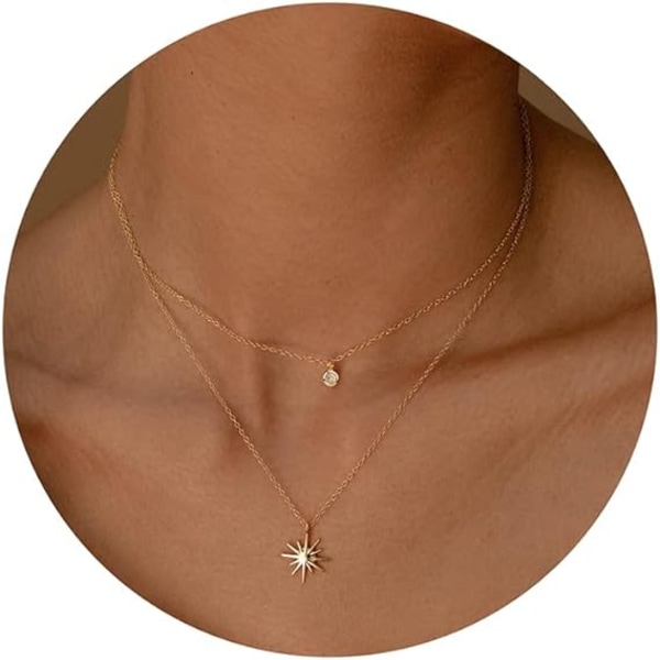 Diamanthalsband för kvinnor, läckert guldhalsband 14k guldpläterat långt Lariathalsband Enkelt guld CZ Diamond Choker-halsband