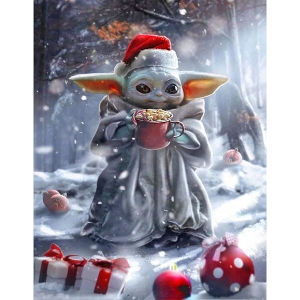 Timanttimaalauspakkaukset aikuisille ja lapsille, Täysporattu Baby Yoda Timanttimaalaus Taide Helmitaide Kristalli Strassit Kirjontakuvat (12 x 16 tuumaa) CSL-Y