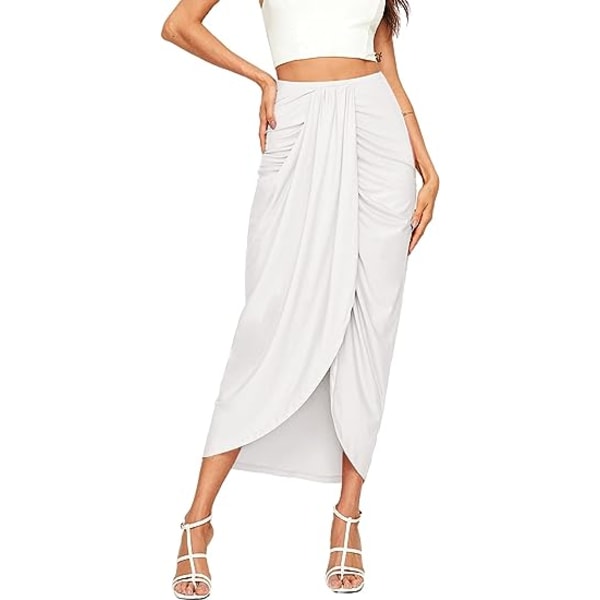 Damer Casual Slit Wrap Asymmetrisk elastisk hög midja Maxi draperad kjol