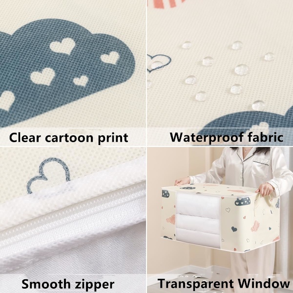 Förvaringsväska för kläder och täcken (60,96 * 40,64 * 30,48 cm, 2-pack * cyan)