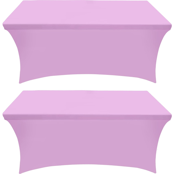 Kjøkken Spandex duk 2-pakning [6FT, lys lilla] Tett, montert, vaskbar og rynkebestandig rektangulært bordtrekk