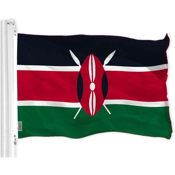 Kenya (Kenyansk) flagga | 3x5 fot | Tryckt 150D – Inomhus/utomhus, levande färger, mässingsöljetter, kvalitetspolyester, mycket tjockare