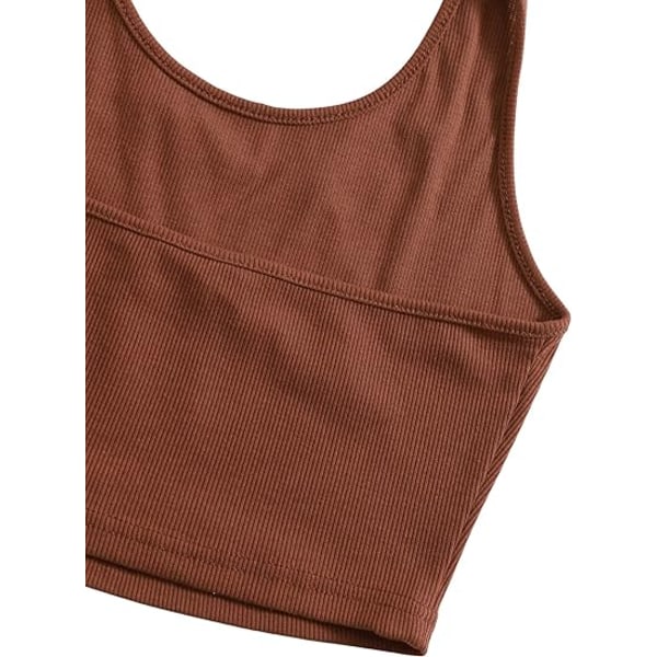 2-pak basis rib-strikkede crop-halter top uden ærmer (LARGE)