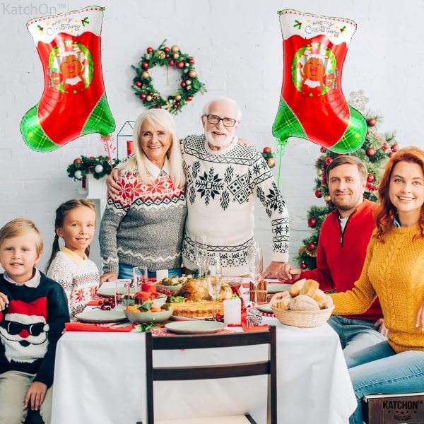 Sokker Ballonger for Julepynt - Stor, 25 Tommer, Pakke med 2 | Røde og Grønne Juleballonger for Jul