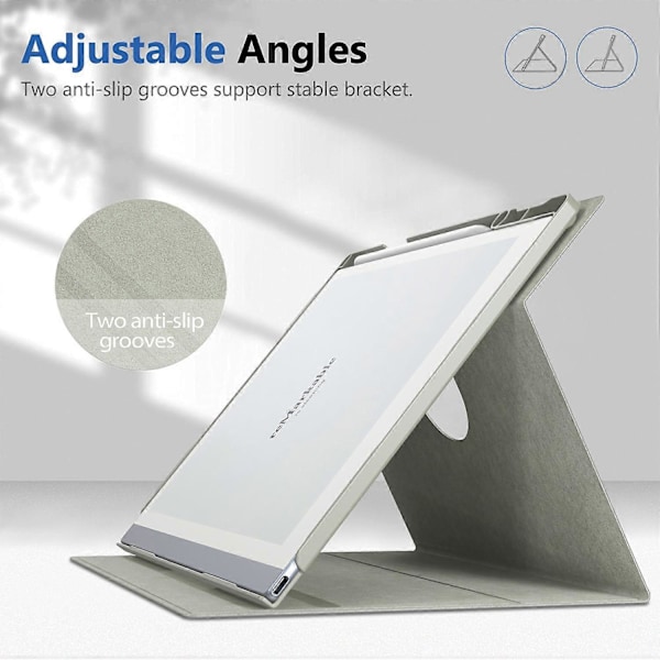 For ReMarkable 2 Etui Roterende Stand PC PU Læder E-Reader Cover med Pen Holder - Multicolor Grey