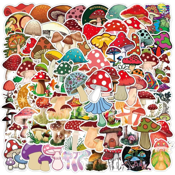 100 st estetiska svampklistermärken för vattenflaska, svampdekor för kvinnor, flickor, söta vinylvattentäta dekaler för bärbar dator