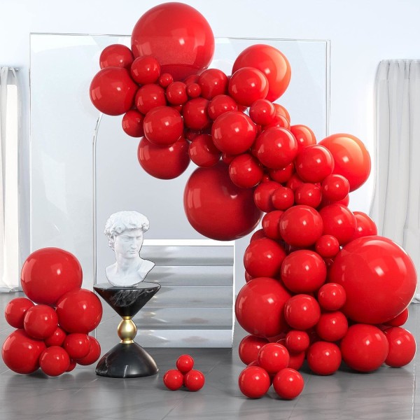 Röda ballonger, 85 st Mattröda ballonger Olika storlekar Paket med 18 tum 12 tum 10 tum 5 tum för ballonggarlandbåge som födelsedagsdekorationer