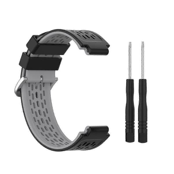 Kestävä silikoniranneke Garmin Approach S2 S4 -urheilukelloon Black Grey