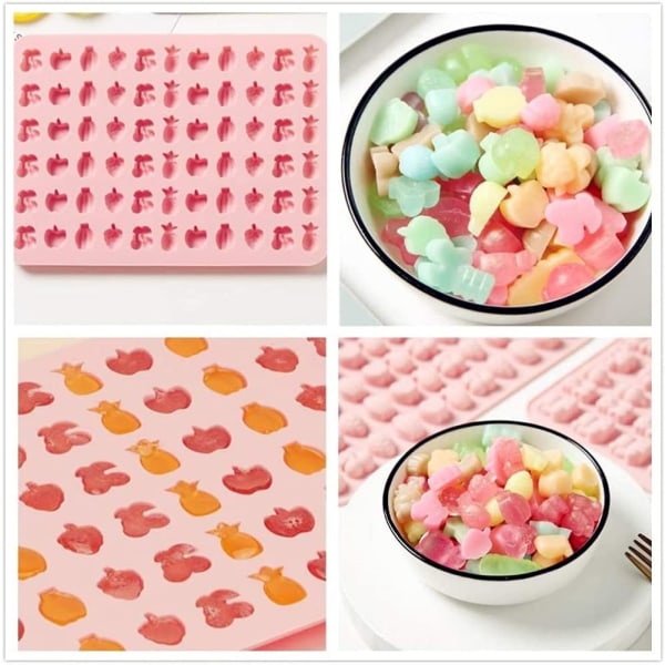 2 st Mini Frukt Gummy Formar Havsdjur Godis Formar Livsmedelskvalitet Silikon Godis Form för Choklad Gelé Isbit Praliner Karameller(Frukt)