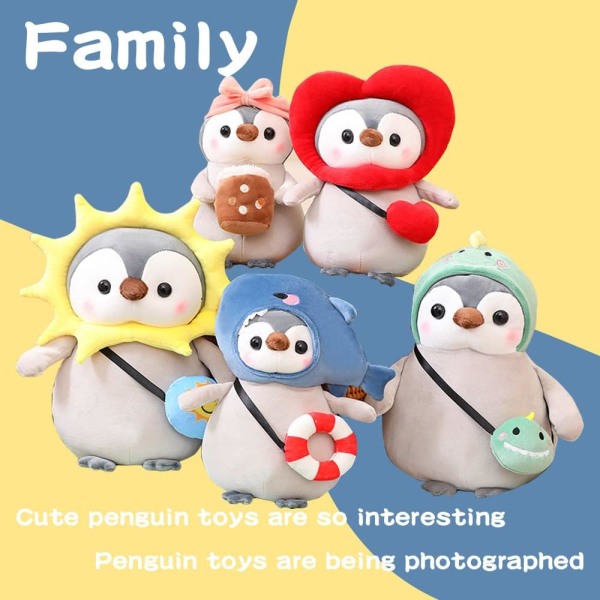 9,8 tuuman Penguin Dinosaur Custom Täytetty pehmolelu Kawaii Pehmo Penguin Pehmolelu dinosaurusasulla koristeeksi pojille ja tytöille