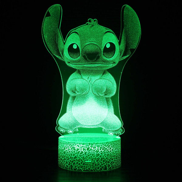 Barn Anime Dyr Stitch, Stitch Night Light med fjernkontroll og Smart Touch, 16 Farger Changing Opreated, Dimbare stitch Leker