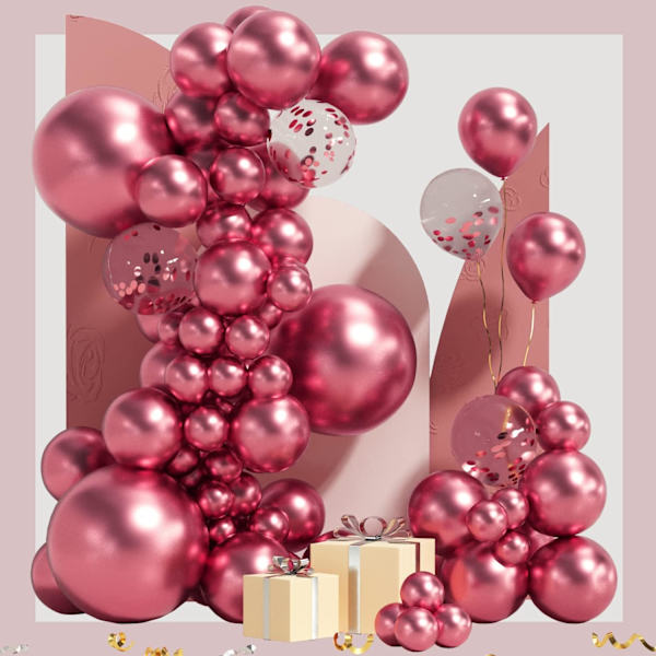 Pink Ballon Garland Arch Kit 100 Pakke 18/12/10/5 Tommer Latex Fest Balloner Forskellige Størrelser Konfetti Balloner Krom Ballon