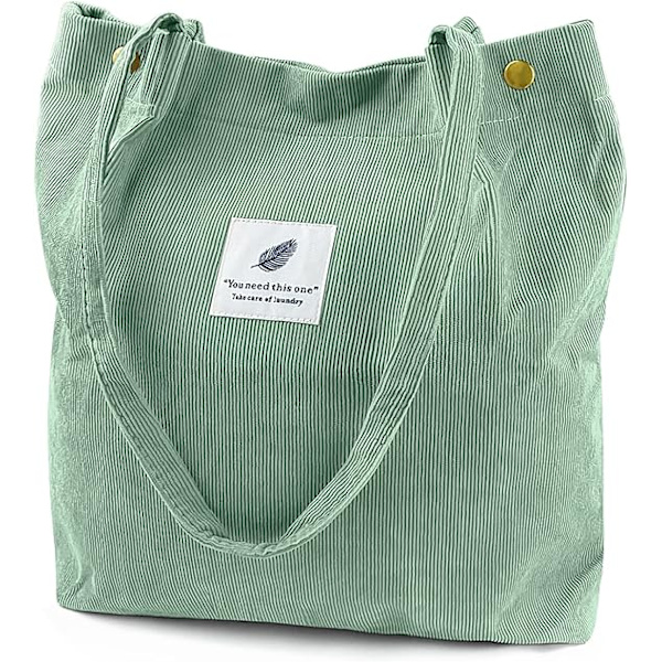 Kordväv Tote Bag för kvinnor Canvas Axelväska med innerficka