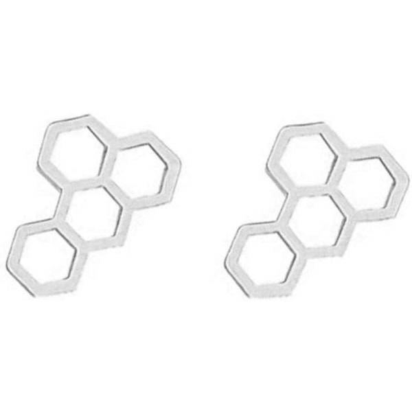 Heyone Simple Hexagon Honeycomb Øreringe Bee Hive Stud Øreringe til Piger