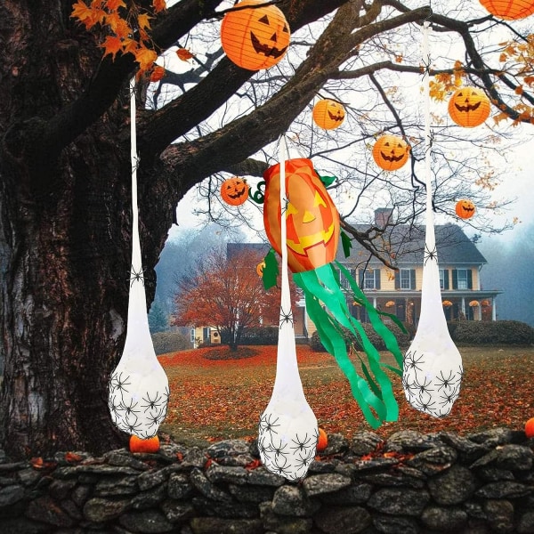 3,2FT Halloween Dekoration Hängande Ljus Upp Spindel Äggsäckar 3 Pack, Present till Halloween Fest Godis Spel, Säckar Rekvisita (Lila)