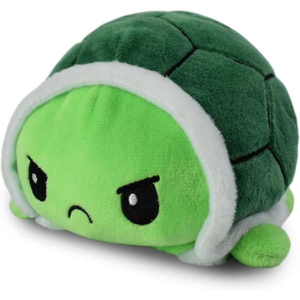 Den ursprungliga vändbara sköldpaddspluschen - grön - söta sensoriska kramdjur som visar ditt humör 4 tum