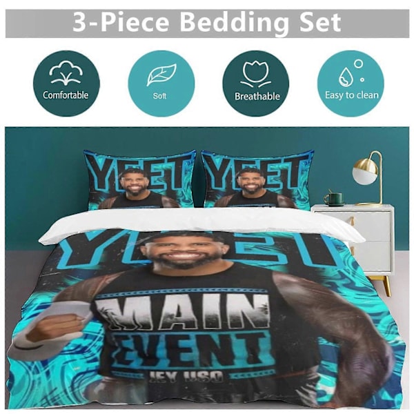 c724 WWE 2 Bädd Täcke Örngott Mikrofiber Sängkläder Lätta 3-delars Täcke Set, 1 Täcke Örngott Och 2 Örngott för Barn ee724 135x200cm 53x78in