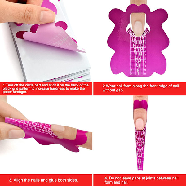 2 stk. negleforlængelsespapirholder - Blomsterformet papirholder 100 stk. en pakke