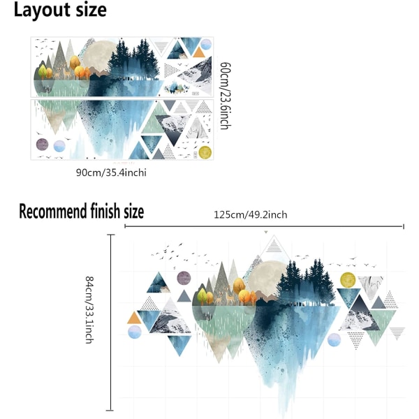 Abstraktit vuoristoseinätarrat Geometriset mustemaalausseinätarrat Skandinaavinen tyyli Luonnonmaisemaseinätarrat Tarrat