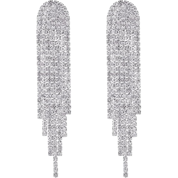 Hängande örhängen med fransar, linjära droppörhängen, festliga smycken, 925 sterling silver, droppörhängen för kvinnor och flickor