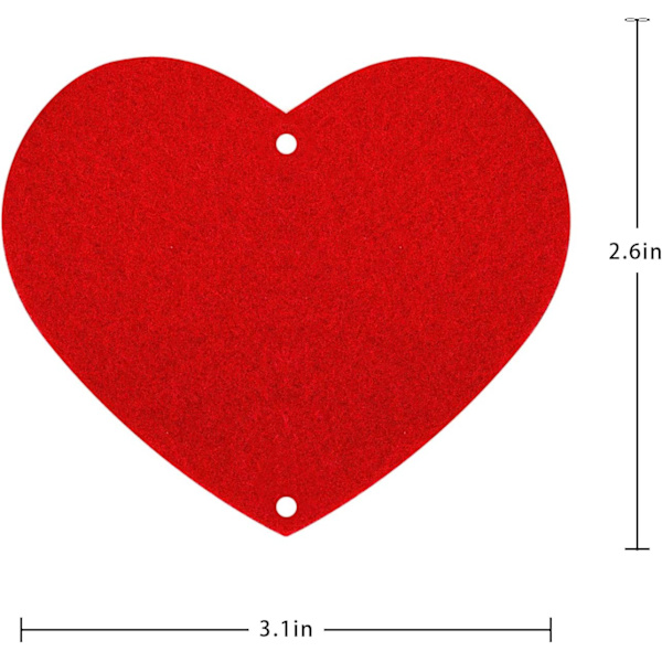 Valentinsdag Dekoration - 80 Røde Filt Girlander Hængende Hjerter - Ingen Diy - Valentinsdag Dekoration Hjem Kontor Bryllup