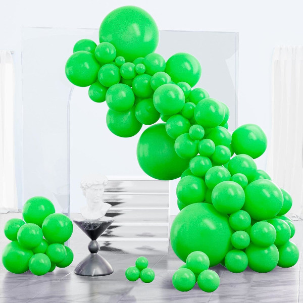 Gröna ballonger, 85 st Gröna ballonger Olika storlekar Paket med 18 tum 12 tum 10 tum 5 tum för ballonggirland som födelsedagsdekorationer