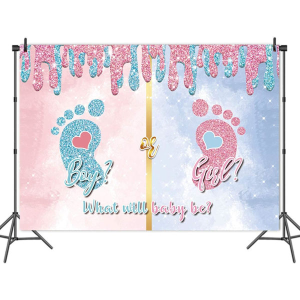 Rosa och blå små fötter Kön avslöja Fotografi Bakgrund Pojke eller flicka Baby Fotavtryck Foto Bakgrund för Nyfödd Han 5x3ft