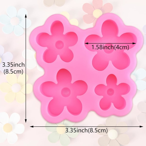 2 stk. Blomster Silikon Fondant Former Fem Kronblad Blomster Kake Harpiks Form Godteri Sjokolade Fondant Former Kjøkken Bakeverktøy for Sukkerkake Dekorering