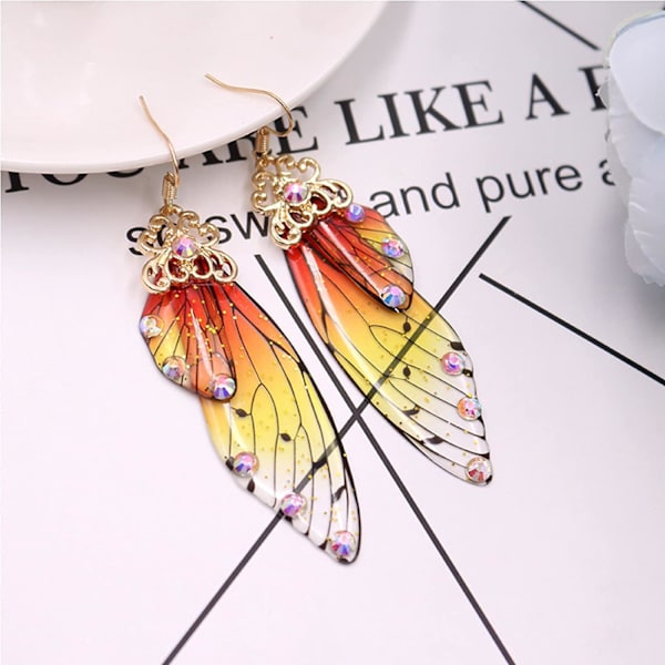 Heyone Sommerfuglevinge Drop Dangle Øreringe Guldbelagt Krystal Rhinestone til kvinder piger bryllup Smykker