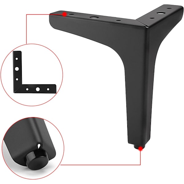 4 kpl Mustat Metalliset Huonekalujalat - 6\" Moderni Sovan, Sovan, Tuolin, Pöydän, Kaapin DIY-Huonekalujalat, Raskaat Kolmion Muotoiset Vaihtojalat