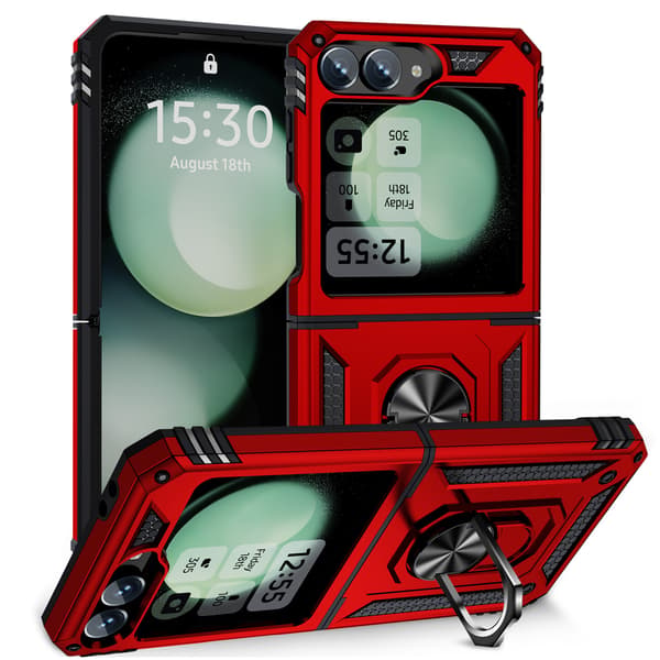 Passer for SAM Z Flip 6 Sergeant opp og ned sammenleggbart mobiltelefondeksel SM magnetisk feste fallsikring red