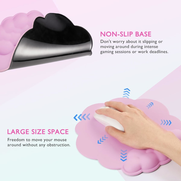 Rosa sky wrist rest spill tastatur og musematte, gir ekstra komfort for håndleddet og hånden med stilig memory foam musematte