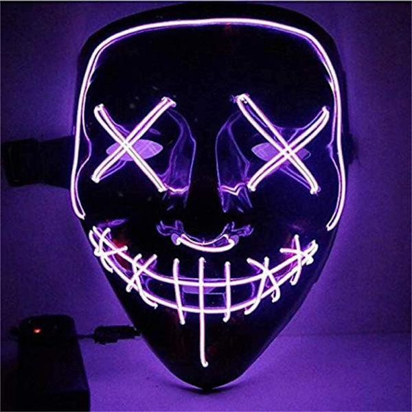 Halloween-mask, lysande LED-reningsmask för utklädningsspel, rollspel, festivaler och fester