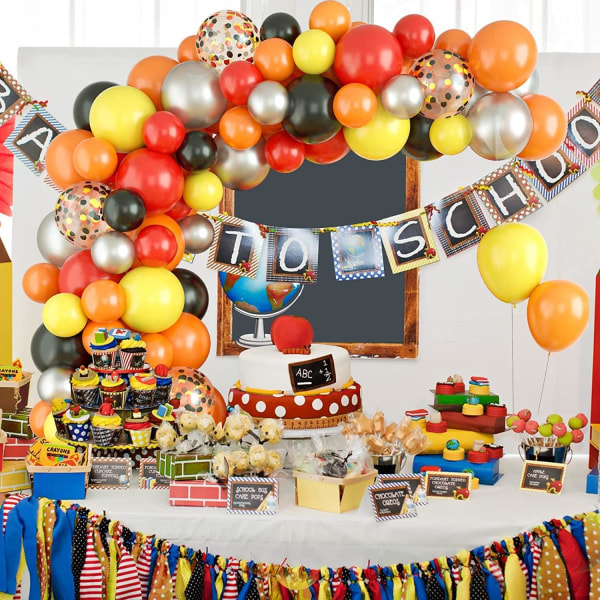Ballonggirlandersats, 83 st. Svart Orange Gul Konstruktionsballonggirlanderbågesats med konfettilatexballonger för födelsedagsfestdekoration