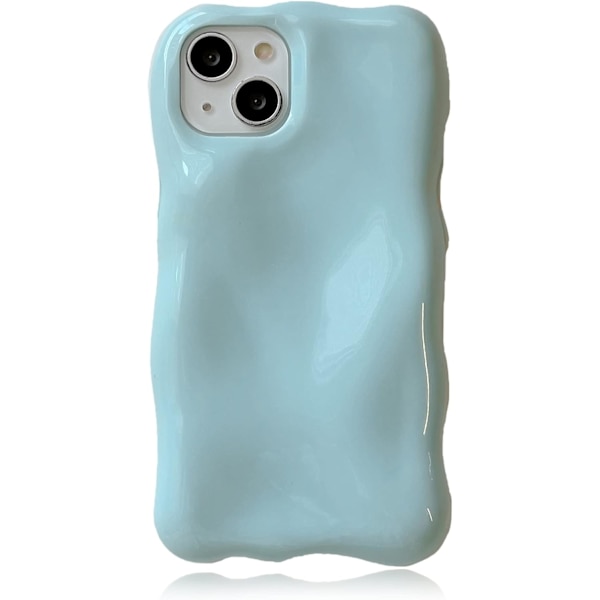 iPhone 13 Pro -kotelo, söpö ja epätavallinen muotoilu, minimalistinen tyyli, 3D taivaansininen yksivärinen kotelo, iskunkestävä pehmeä TPU-suojakuori tytöille ja naisille