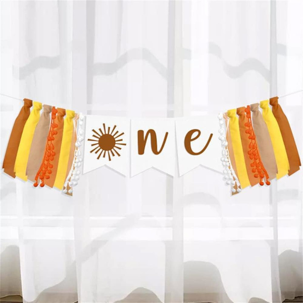 Banner 1:a födelsedagsdekorationer Första resan till solen En högstolsbanner Första födelsedagsfestdekorationer för flickor pojkar