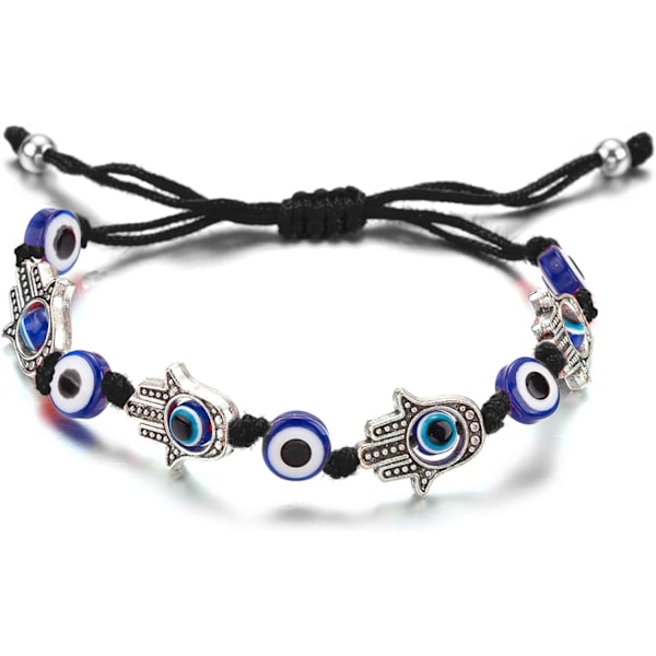 Paha silmä Hamsa käsirannekoru suojaa ja onnea varten, käsintehdyt linkkirannekkeet naisille, miehille, teini-ikäisille pojille ja tytöille, amuletti korut