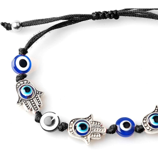 Paha silmä Hamsa käsirannekoru suojaa ja onnea varten, käsintehdyt linkkirannekkeet naisille, miehille, teini-ikäisille pojille ja tytöille, amuletti korut