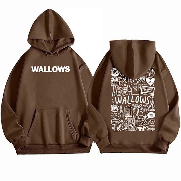 Wallows Hoodie Wallows Musik Hoodie Wallows Merchandise Rockmusik Hoodie Unisex Tröja Toppar Streetwear brown XXL